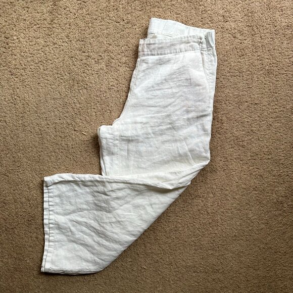 J Jill Pants Womens 5 32x25 Mid Rise 100% Linen White Pockets - Picture 1 of 14
